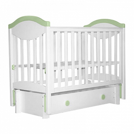 Детская кровать Лель АБ 23.3 маятник продольный, белый, светло-зеленый 